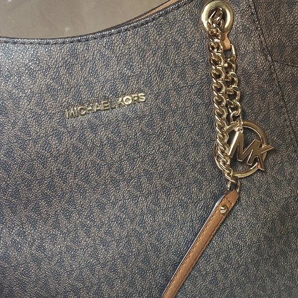 Michael Kors Dark Brown Tote with Gold Accents - Picture 3 of 12